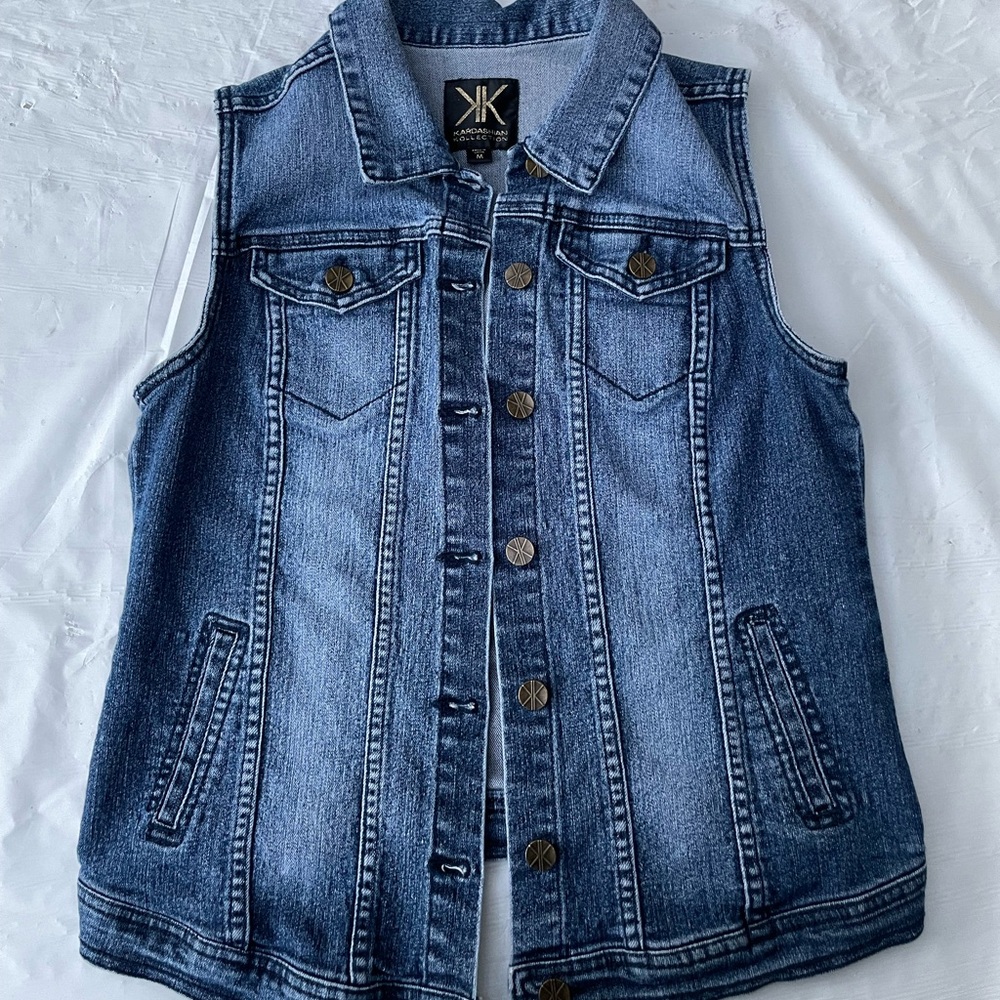 Kardashian Kollection Blue Denim Vest